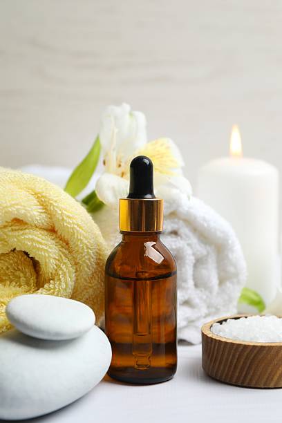 istock Spa wellness relax concept. Spa accessories in massage room, cope spase 2254016916