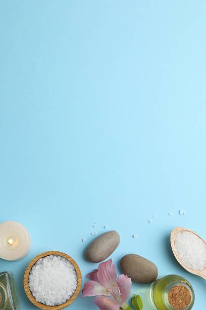 istock Spa wellness relax concept. Spa accessories in massage room, cope spase 2254017511