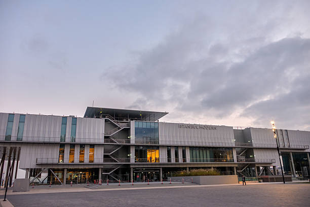 Istanbul, Turkey - November 3, 2022: Exterior shot of Istanbul Modern building, a contemporary art gallery located inside the Galataport complex in the Beyoglu district of Istanbul, Turkey.