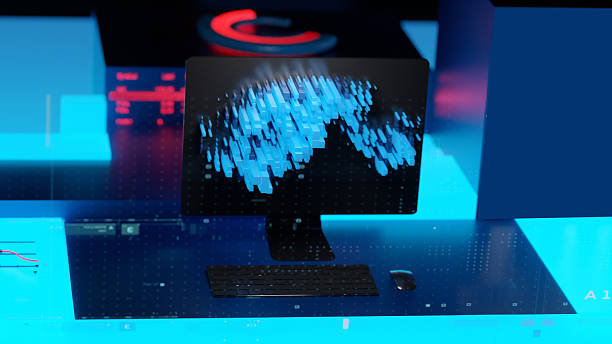 An abstract tech world, 3d concept in blue tones