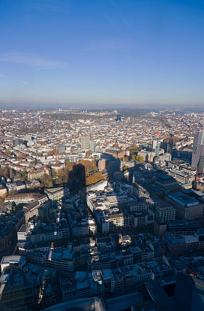istock Looking down from viewing platform of Main Tower platform with skyline and blue sky background on a sunny autumn day. 2254019590