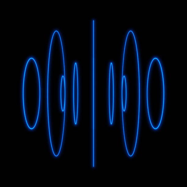 Vertical radio sound wave signal.Cyber audio rhythm circle lines visualizer effect