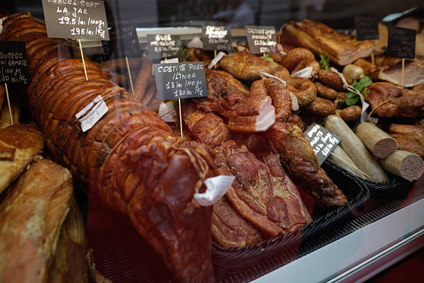 istock Various Romanian traditional smoked meat cuts for sale 2254027658