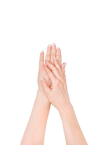 istock Beautiful female hands applying spa treatment something isolated on white background with clipping path. Skin care, cosmetology. Design element. 2254031728