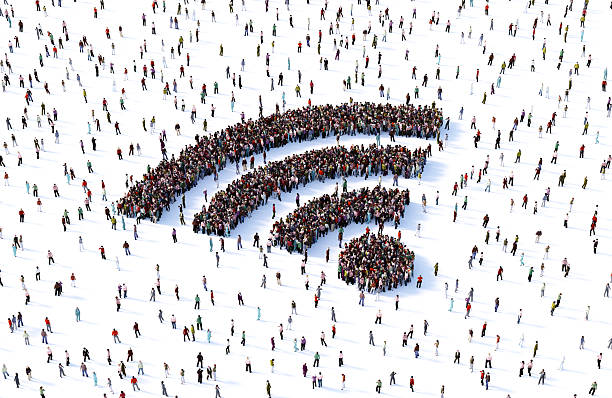 istock Human Crowd Forming Wi-Fi Symbol On White Background 2254033151