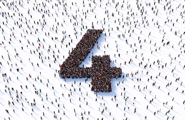 istock Human Crowd Forming Number 4 On White Background 2254033922