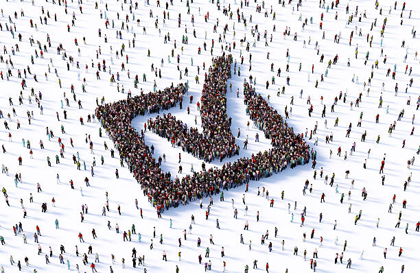 istock Human Crowd Forming Check Mark Symbol On White Background 2254035037