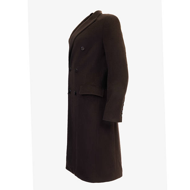 istock Classic dark brown double breasted wool coat isolated on white background 2254038089