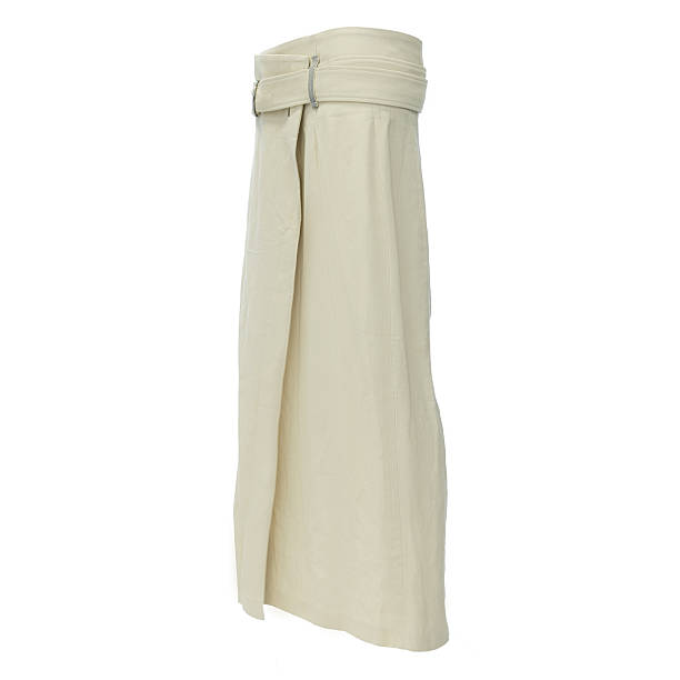 istock Beige Wrap Midi Skirt Isolated on White Background 2254038191