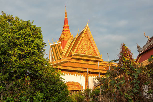 Wat Preah Prom Rath, built in the late 19th century, is the main active Buddhist temple in Siem Reap town, Cambodia. It features classic Khmer architecture, colourful murals, and statues of Buddha, reflecting the living religious culture of the city. It was renovated in the 1960s and again after damage during the Khmer Rouge era.
