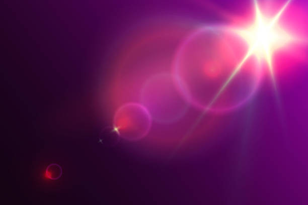 istock Light effect of lens flares. Purple glowing lights starburst effects with sparkles on a transparent background. 2254043539