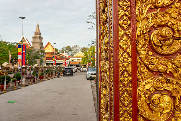 Wat Preah Prom Rath, built in the late 19th century, is the main active Buddhist temple in Siem Reap town, Cambodia. It features classic Khmer architecture, colourful murals, and statues of Buddha, reflecting the living religious culture of the city. It was renovated in the 1960s and again after damage during the Khmer Rouge era.