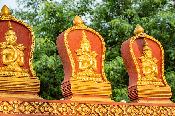 Wat Preah Prom Rath, built in the late 19th century, is the main active Buddhist temple in Siem Reap town, Cambodia. It features classic Khmer architecture, colourful murals, and statues of Buddha, reflecting the living religious culture of the city. It was renovated in the 1960s and again after damage during the Khmer Rouge era.