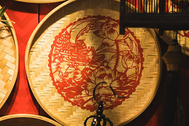 Red Chinese Paper Cutting with Festive Pattern for Chinese New Year Decoration