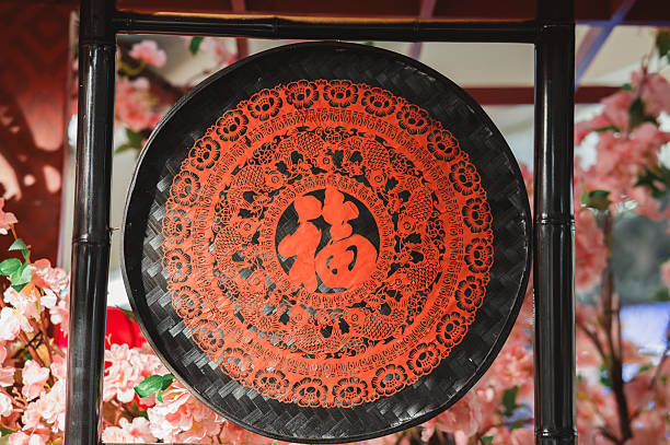 istock Red Chinese character 'Fu' with dragon pattern for festive decoration 2254050409
