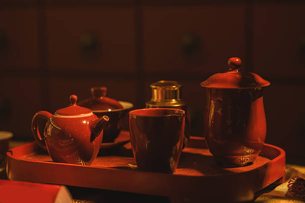 Red tea set for Chinese New Year decoration