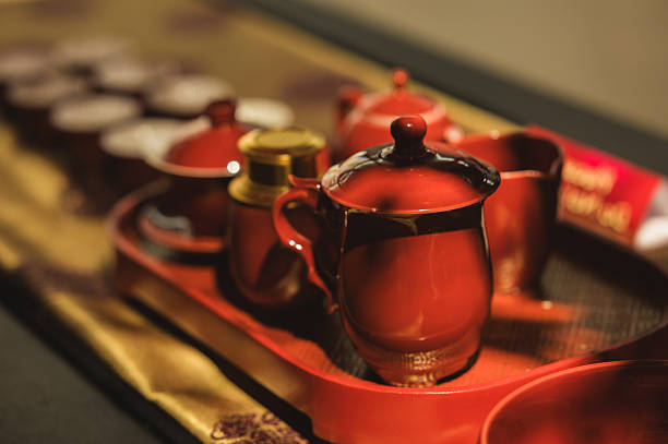 Red tea set for Chinese New Year decoration
