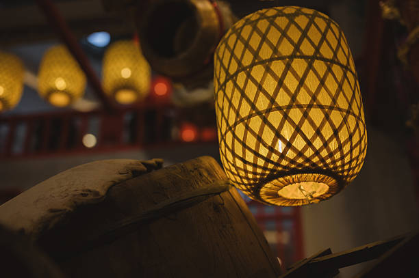 Image of Yellow Chinese Lanterns Display.