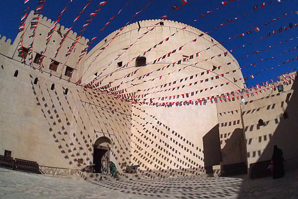 The Nizwa Fort is a large castle in Nizwa, Oman built in the seventeenth century. It is a popular tourist destination.