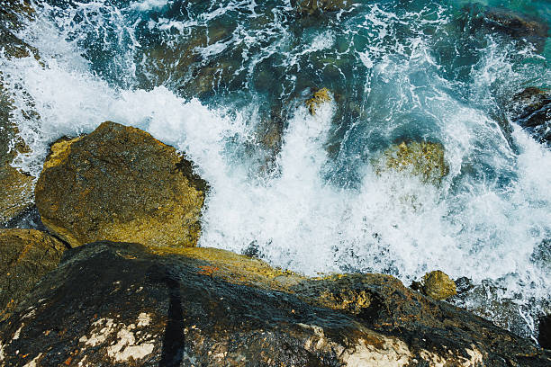 Close-up of beautiful rocky coastline in Cap-d'Ail France.