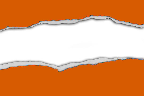 Ripped orange paper on white background