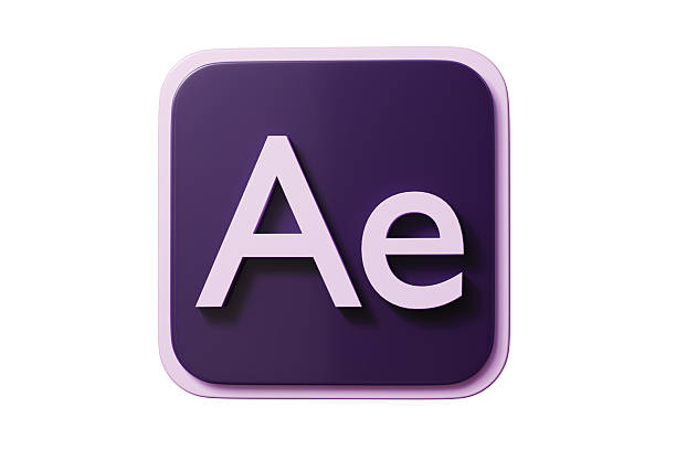 3d ae app button icon. motion graphics vfx concept. Minimal cartoon motion design compositing animation logo for app store banner. isolated on white background. 3d render.