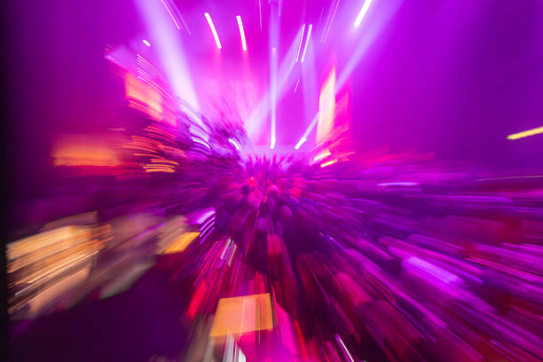 Dancing crowd and lights at a music event