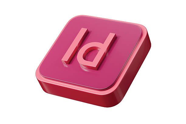 3d id app button icon. publishing layout concept. minimal cartoon editor logo badge app for app store banner and ui hero. isolated on white background. 3d render.