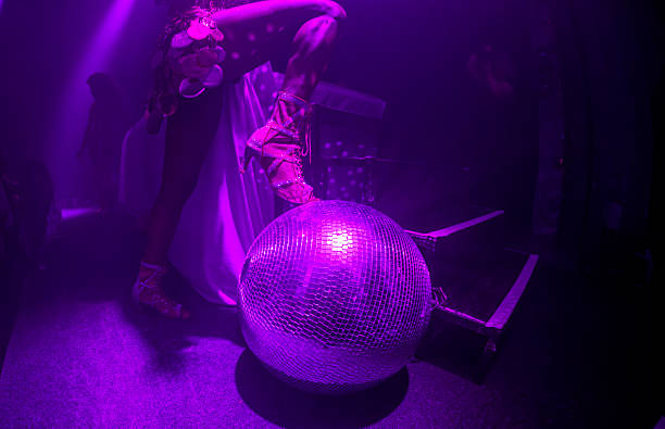 Dancing crowd and lights at a music event
