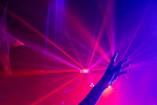 Dancing crowd and lights at a music event