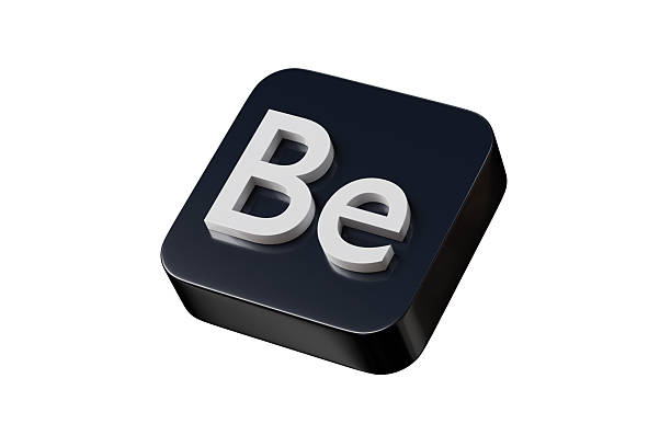 3d be app button icon. creative portfolio concept. Minimal cartoon portfolio badge app for app store banner and ui hero. isolated on white background. 3d render.