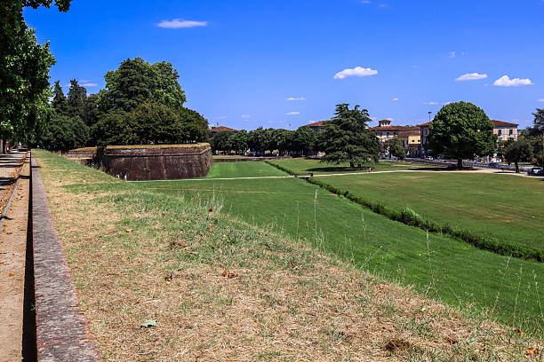 View of the Walls surrounding the old town of Lucca, Italy