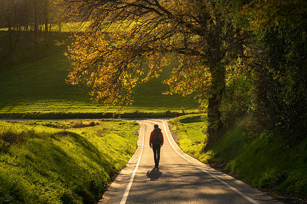 istock Hiker on a scenic lonely narrow road 2254084504