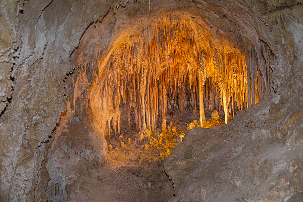 Hidden Grotto of Stalactites and Columns in Carlsbad Cavern National Park in New Mexico