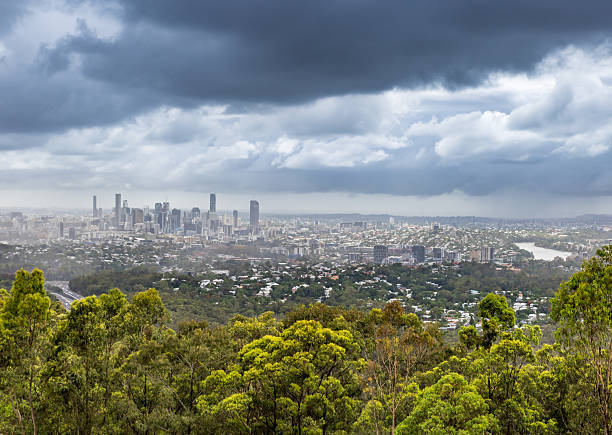 Distant View of Brisbane with its Skyline and Skyscraper, Queensland, Australia.