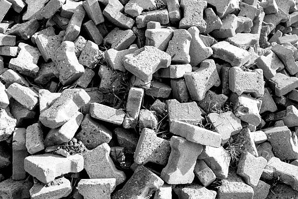 Pile of cobblestone paving. background.