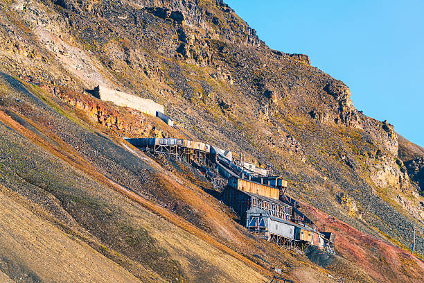 Abandoned coal mine in Longyearbyen town on Svalbard, Norway