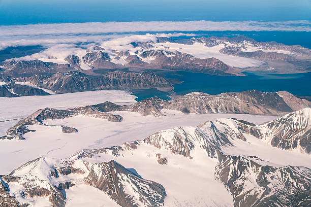 April view of Svalbard archipelago with glacier , Norway