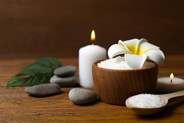 istock Beautiful spa composition on the table. Natural cosmetic products, close-up 2254090546