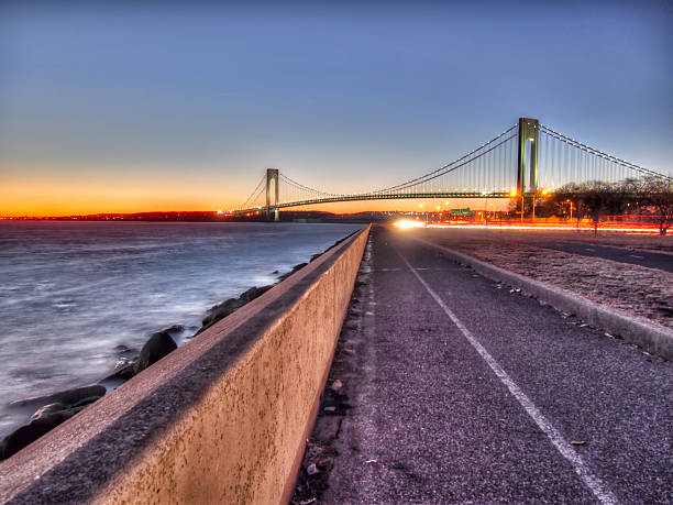 The Verrazano bridge at sunset summer.Brooklyn NYC.