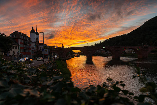 Karl Theodor Bridge Sunset Neckar River Heidelberg