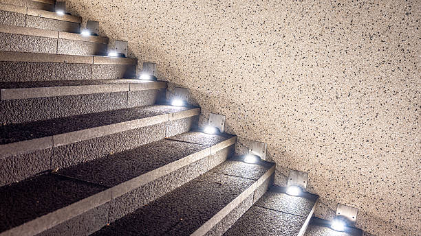 istock Stone staircase with gravel wall textured background 2254103195
