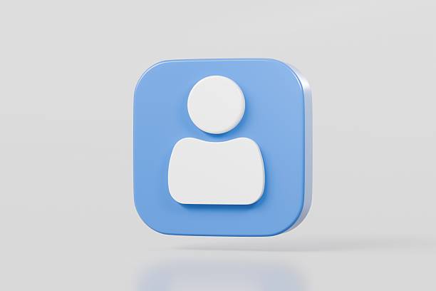3d Blue user person circle button icon. Website, admin, social, profile, login, communication, website element concept. Minimal User person circle button isolated on white background. 3d render.