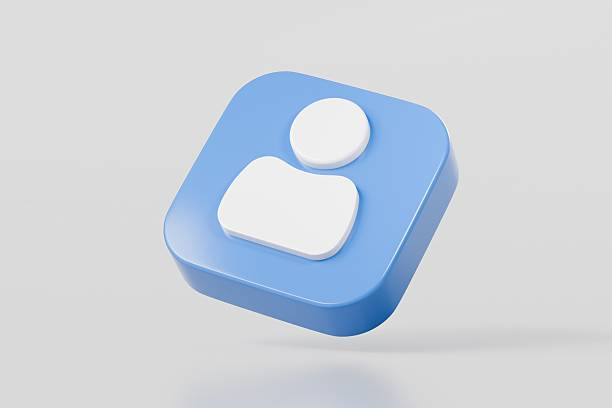 istock 3d Blue user person circle button icon. Website, admin, social, profile, login, communication, website element concept. Minimal User person circle button isolated on white background. 3d render. 2254107778