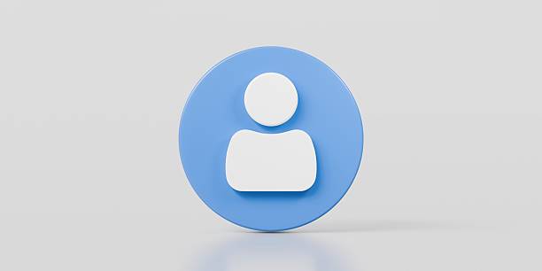 istock 3d Blue user person circle button icon. Website, admin, social, profile, login, communication, website element concept. Minimal User person circle button isolated on white background. 3d render. 2254107779
