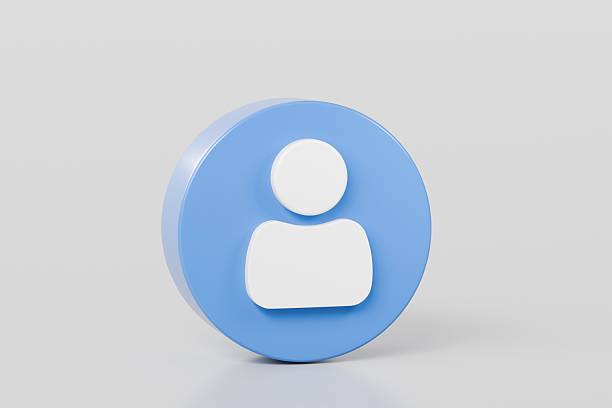 istock 3d Blue user person circle button icon. Website, admin, social, profile, login, communication, website element concept. Minimal User person circle button isolated on white background. 3d render. 2254107783