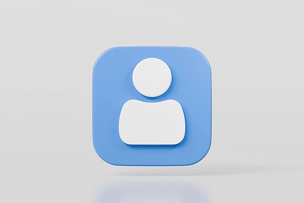 istock 3d Blue user person circle button icon. Website, admin, social, profile, login, communication, website element concept. Minimal User person circle button isolated on white background. 3d render. 2254107787