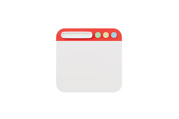 3d Website Mockup blank template icon. Browser Window with blank screen with a copy space. Minimal cartoon website tab computer. browser mockup isolated on white transparent background. 3d render.