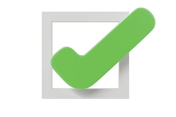 3d checklist icon. green check mark in square box concept. Minimal cartoon tick symbol for task complete, success, approval isolated on white background. 3d render.