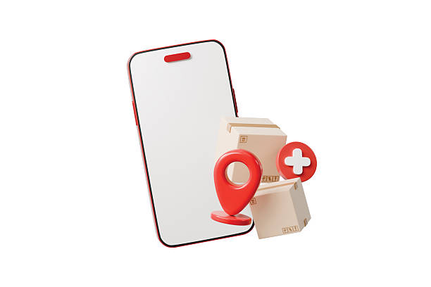 3d delivery app icon. parcel delivery concept. minimal cartoon logistics tracking for ecommerce ads. isolated on white transparent background. 3d render.